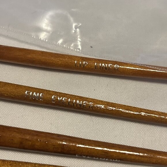 NEIMAN MARCUS Makeup Brush Set of 6 pieces Brown Wood Handles 4” Long New - Picture 8 of 14